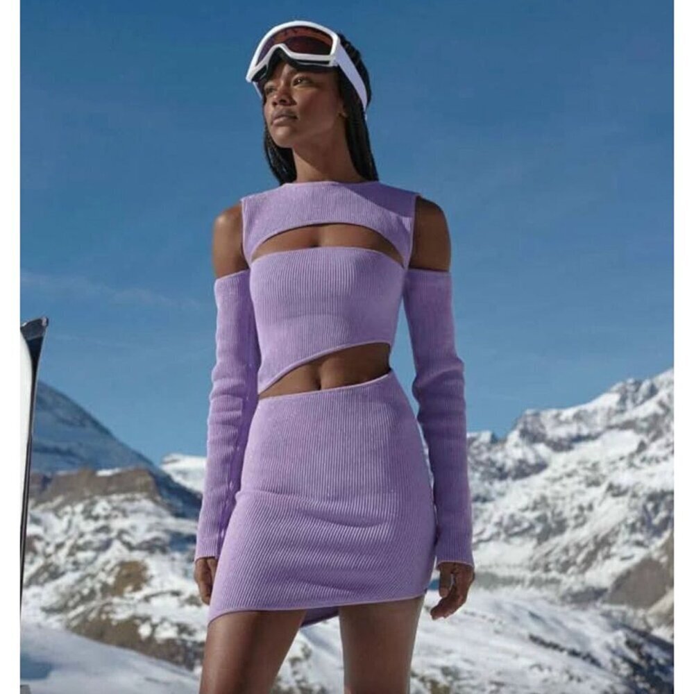 Baobab Violeta Knit Mini Dress Violet Purple Womens Size Large